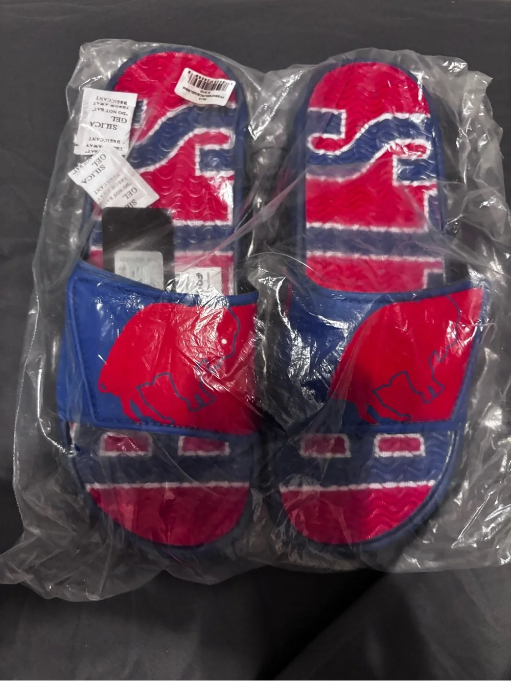 Men’s Size 10 Red & Blue Slide Sandals - Team Graphic